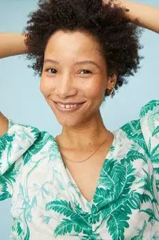 Блуза с лентой H&amp;M, белый/листья