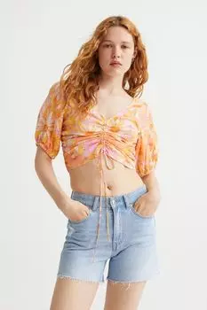 Блуза с лентой H&amp;M, оранжевый/цветочный
