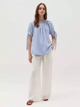 Блуза с манишкой реглан и узел Hybrid, цвет azure