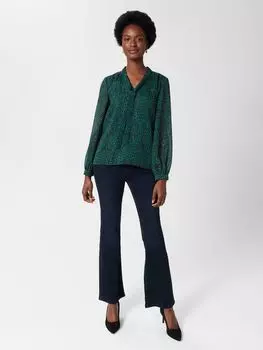 Блуза с металлизированным принтом Sandy и леопардовым принтом Hobbs, цвет морской волны