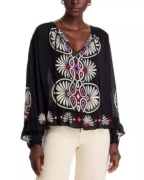 Блуза с оборками Madelyn Johnny Was, мультиколор