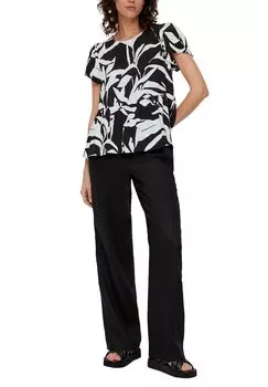 Блуза s.Oliver с принтом, черный/белый