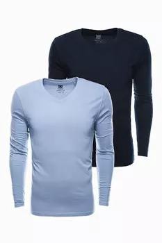 Блуза с остроконечным воротником - 2 шт OMBRE, светло-голубой, темно-синий