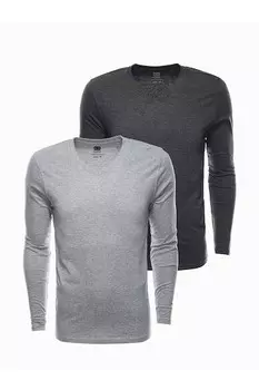 Блуза с остроконечным воротником - 2 шт OMBRE, серый меланж, темно-серый