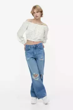 Блуза с открытыми плечами H&M, белый