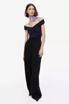 Блуза с открытыми плечами H&M, синий