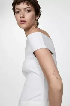 Блуза с открытыми плечами Mango, белый