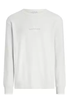 Блуза с овальным вырезом и логотипом CALVIN KLEIN JEANS, белый