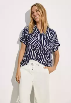 Блуза с принтом Cecil и нагрудными карманами, синий