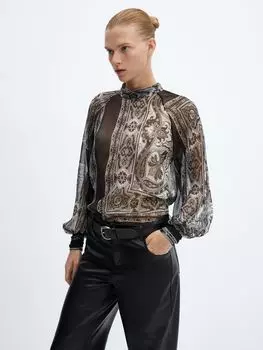 Блуза с принтом пейсли Mango, черный