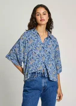 Блуза с принтом Pepe Jeans "MERY" с узором пейсли в модном пижамном стиле, синий