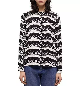 Блуза с принтом The Kooples Wild Panther, черный