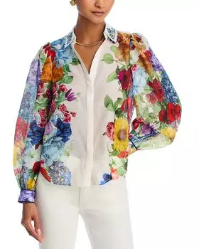 Блуза с пуговицами Roanne Alice and Olivia, белый