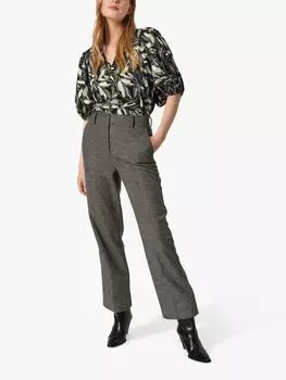 Блуза с пышными рукавами Soaked In Luxury Frankie, черный принт с листьями