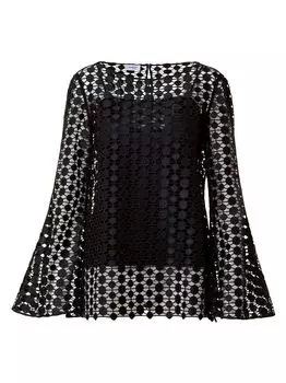 Блуза с расклешенными рукавами в горошек Guipere Akris punto, черный