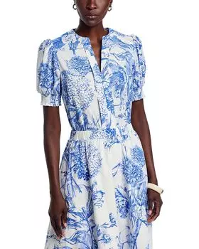 Блуза с разрезом на шее T Tahari, мультиколор