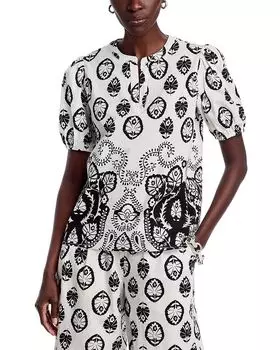 Блуза с разрезом на шее T Tahari, мультиколор