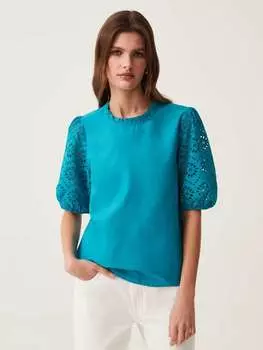 Блуза с рукавами из английской вышивки Ovs, цвет turquoise blue