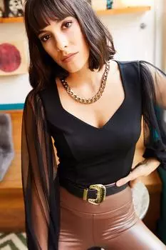 Блуза с сетчатыми рукавами Olalook, черный