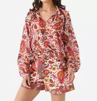 Блуза с узором «можжевельник» в кремовом цвете CHUFY