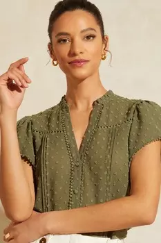 Блуза с V-образным вырезом и расклешенными рукавами Love & Roses, зеленый