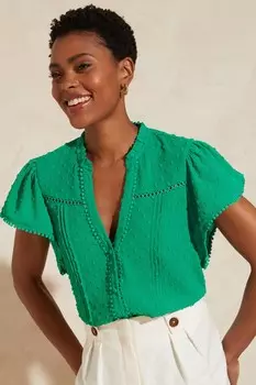 Блуза с V-образным вырезом и расклешенными рукавами Love & Roses, зеленый