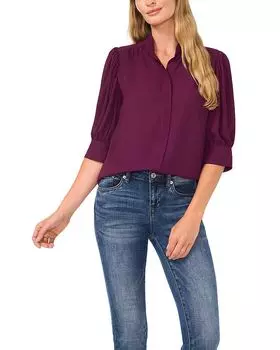 Блуза с воротником и пуговицами CeCe, фиолетовый