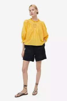 Блуза с вышивкой и хлопком H&M