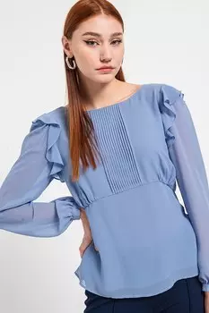 Блуза с заостренной спинкой и шифоновыми рукавами Esprit, синий