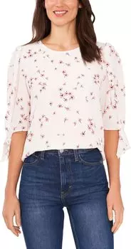 Блуза с завязками на рукавах CeCe, цвет Soft Ecru