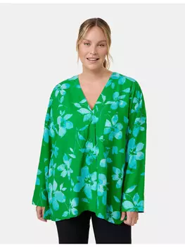 Блуза SAMOON Langarm, цвет really green gemustert
