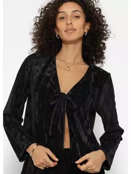 Блуза SASSYCLASSY Samt-Cropped-Jacke mit Schleifen-Charme, черный