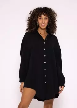 Блуза SASSYCLASSY Ultra Oversize Musselin nhemd lange Variante, черный