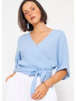 Блуза SASSYCLASSY zum Wickeln, голубой