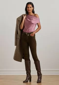 Блуза SATIN CHARMEUSE OFF THE SHOULDER BLOUSE Lauren Ralph Lauren, розовый