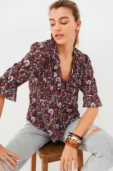 Блуза Savannah Miller с полурукавами и рюшами Next, красный