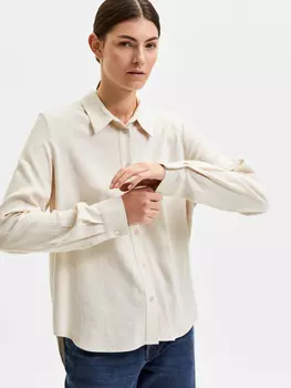 Блуза SELECTED FEMME Legere Hemd Sommer Oberteil Canvas SLFVIVA, песочный