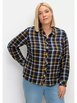 Блуза sheego Karierte Flanell, цвет marine ocker kariert