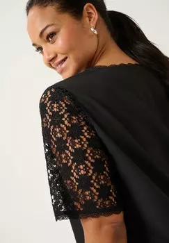 Блуза SHORT SLEEVE Kaffe Curve, цвет Mottled Black