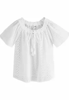 Блуза SHORT SLEEVE NECK BARDOT Next, белый