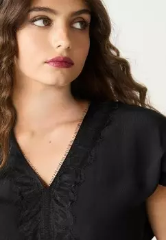 Блуза SHORT SLEEVE TRIM Next, черный
