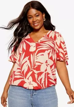 Блуза SHORT SLEEVE WRAP REGULAR FIT Friends Like These, красный