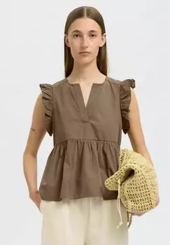 Блуза SLFBLAIR-IDA Selected Femme, коричневый