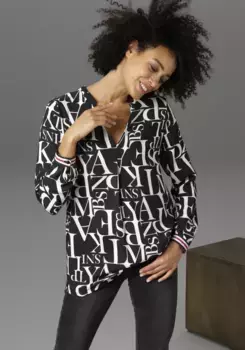 Блуза-слип Aniston CASUAL с буквенным принтом, красный