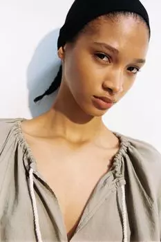 Блуза-Слип из смеси льна H&M, бежевый