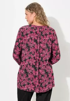 Блуза SMOCKED LEOPARD 3/4 SLEEVE TEE Ulla Popken, розовый