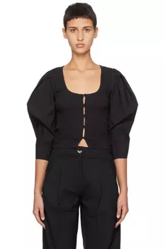 Блуза со сборками Ganni, черный