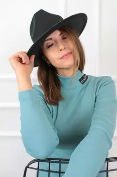 Блуза со сборками и контрастной надписью Fold Your Mind, синий