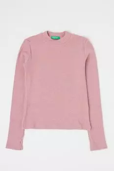 Блуза со сборками и низким воротником United Colors Of Benetton, фиолетовый