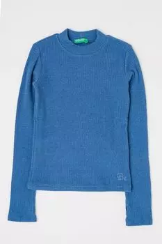 Блуза со сборками и низким воротником United Colors Of Benetton, синий